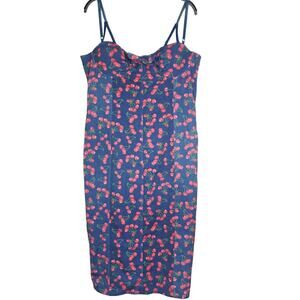 NWT Violatea Cherry Print Mini Dress Blue Bustier Y2K Coquette Bodycon Size XXL